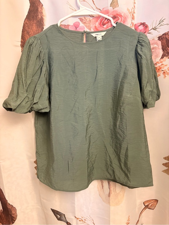 RW&CO. Tops - RW & co Puff-Sleeve Blouse in Sage Green